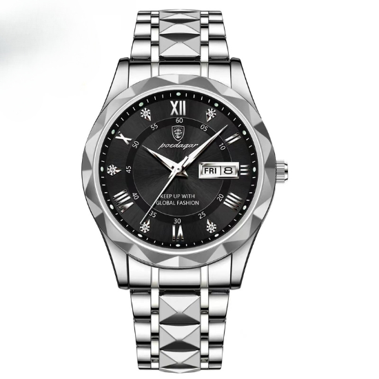 Poedagar Luminalux ™ | Reloj de pulsera para hombres de acero inoxidable de lujo