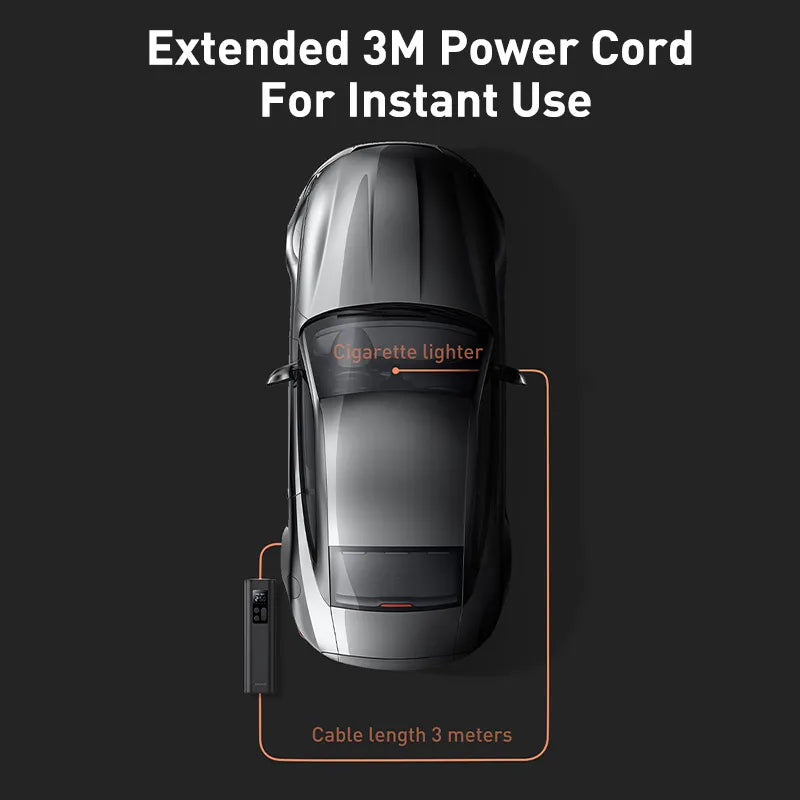 Baseus Mini Car Air Compressor - Portable 12V Tire Inflator