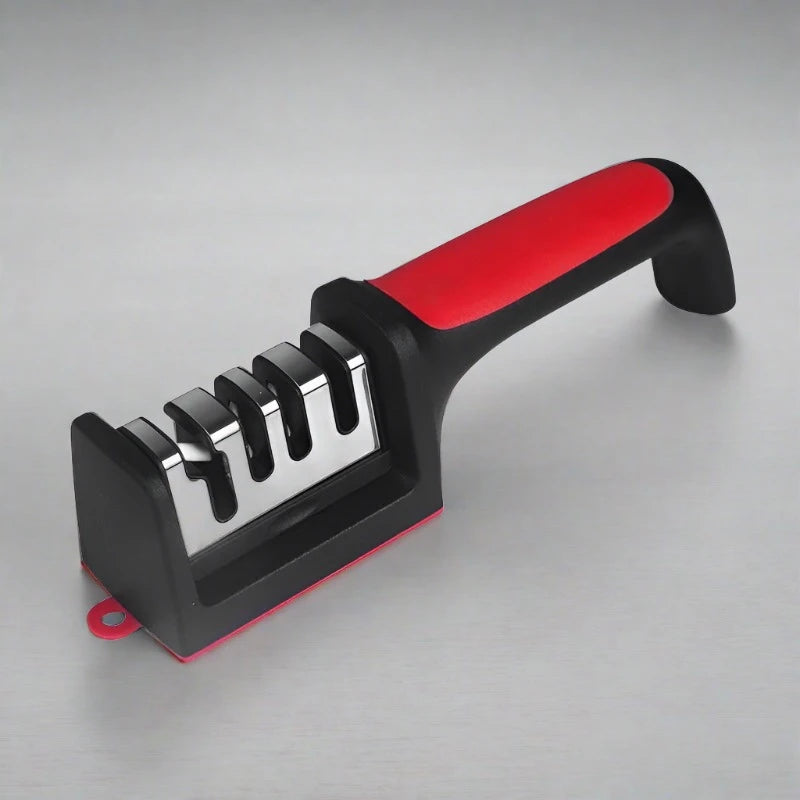 Kitchen 3-Stage Knife Sharpener: Compact tool for restoring dull blades with coarse, medium, and fine sharpening stages.