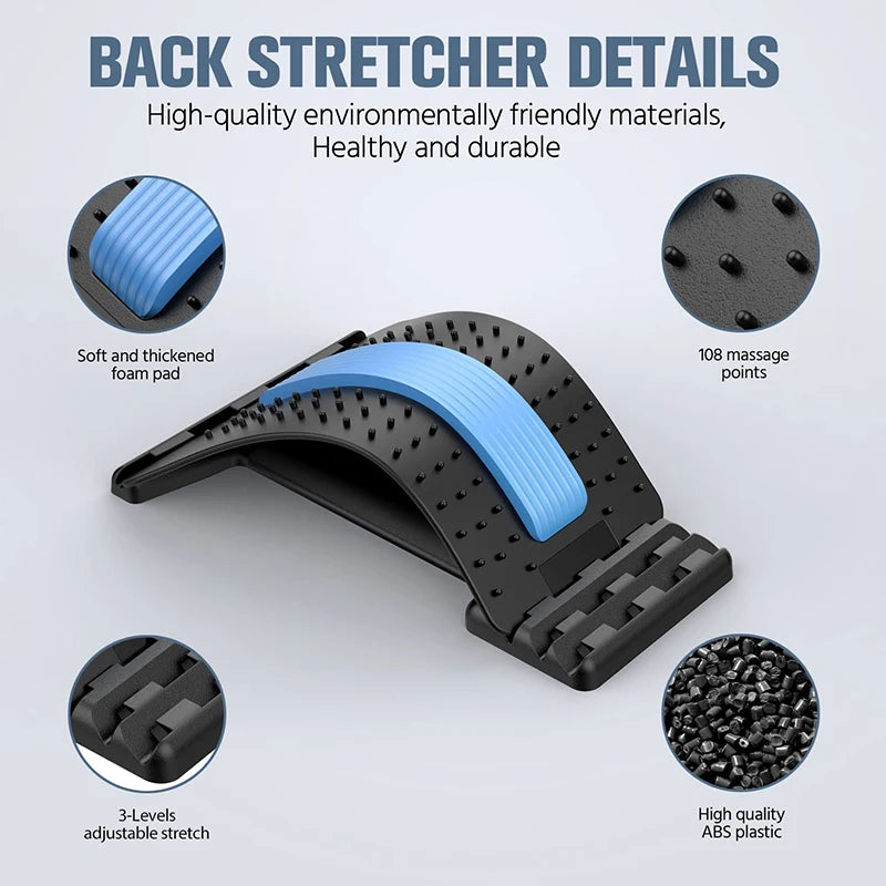 4-level adjustable back stretcher and massager for lumbar and cervical support by ndotohuis.com