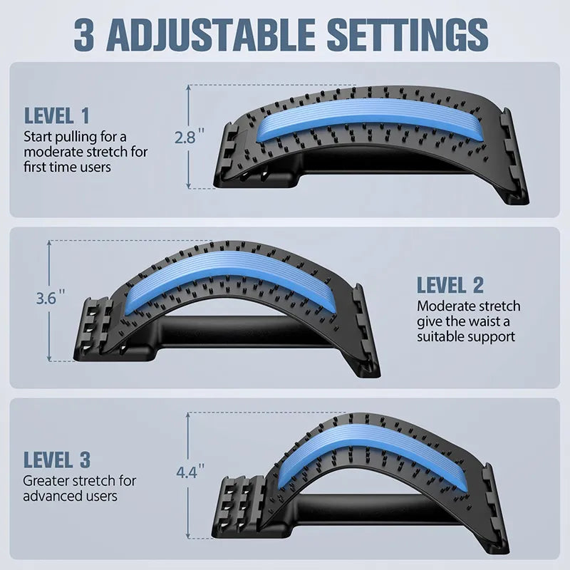 4-level adjustable back stretcher and massager for lumbar and cervical support by ndotohuis.com