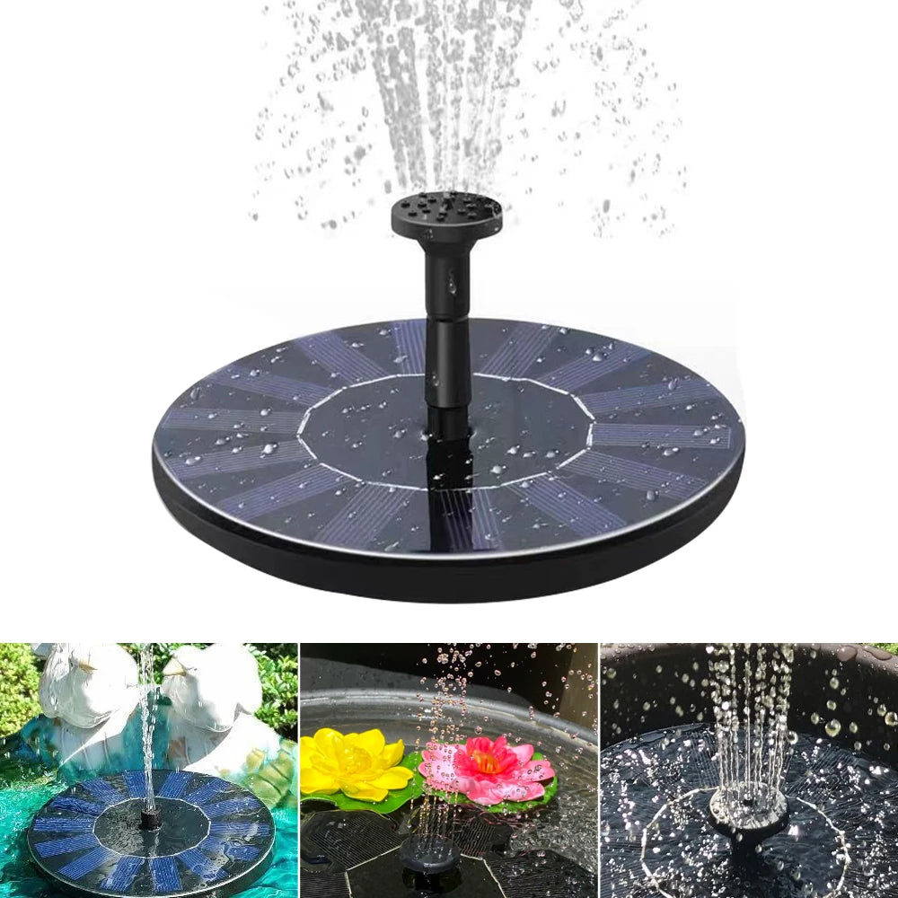 SolarFountain™ | Floating Garden Waterfall Pump in a bird bath, creating a serene and eco-friendly water feature in a garden setting.