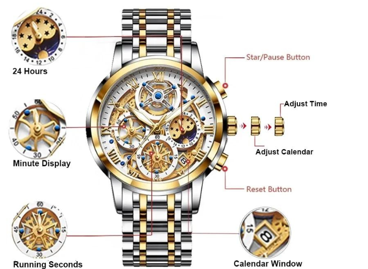 LIGE Sports Master Chrono™ | Montre à quartz étanche pour hommes