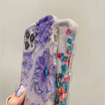 Luxury Blue Laser Floral Phone Case