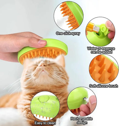 PurrSpa™ | Cat Steam Brush - 3 in 1 Electric Spray Cat Hair Brushes for Massage, Pet Grooming Comb, and Hair Removal Combs