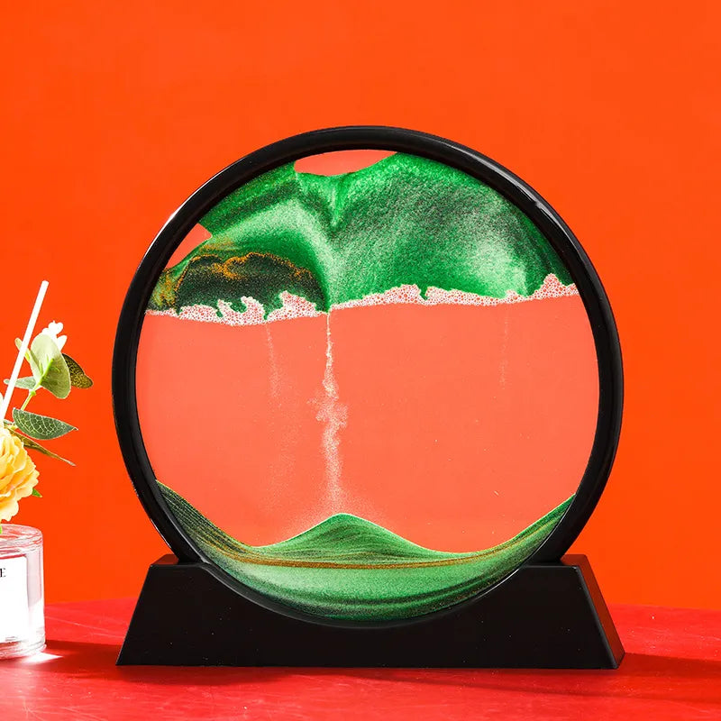 AquaFlow Sandscape™: 3D Moving Sand Art in Round Glass Deep Sea Hourglass