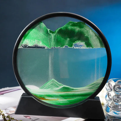 AquaFlow Sandscape™: 3D Moving Sand Art in Round Glass Deep Sea Hourglass