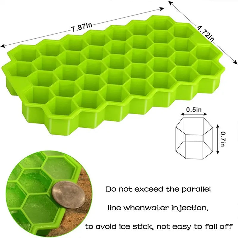 Honeycomb 37 Lattice Cube Tray Maker with Lid - Perfect for Ice, Chocolate, and More - by ndotohuis