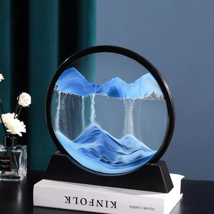 AquaFlow Sandscape™: 3D Moving Sand Art in Round Glass Deep Sea Hourglass