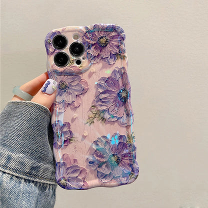 Luxury Blue Laser Floral Phone Case