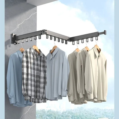 Space-Saving Foldable Wall Drying Rack: Aluminum alloy drying rack that folds flat against the wall when not in use, maximizing drying space.