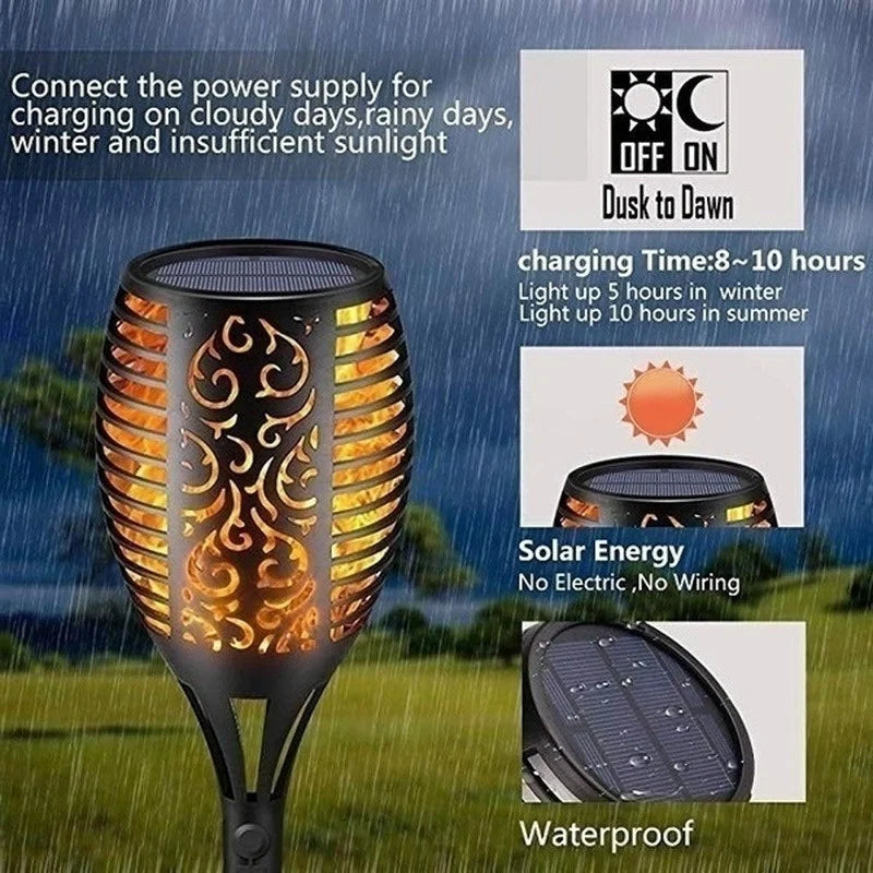 Solar Flame Torch Lights- Flickering Light Waterproof Garden Decoration Outdoor Lawn Path Yard Patio Floor Lamps | Ndotohuis™