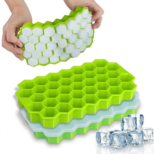 Honeycomb 37 Lattice Cube Tray Maker with Lid - Perfect for Ice, Chocolate, and More - by ndotohuis