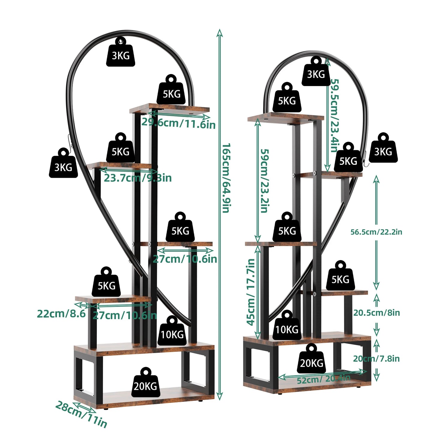 HeartLadder ™ | Soporte de planta de metal de 6 niveles