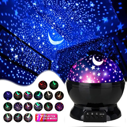 Dream Galaxy Projector: Nightlight projecting stars and nebulae onto a bedroom ceiling.