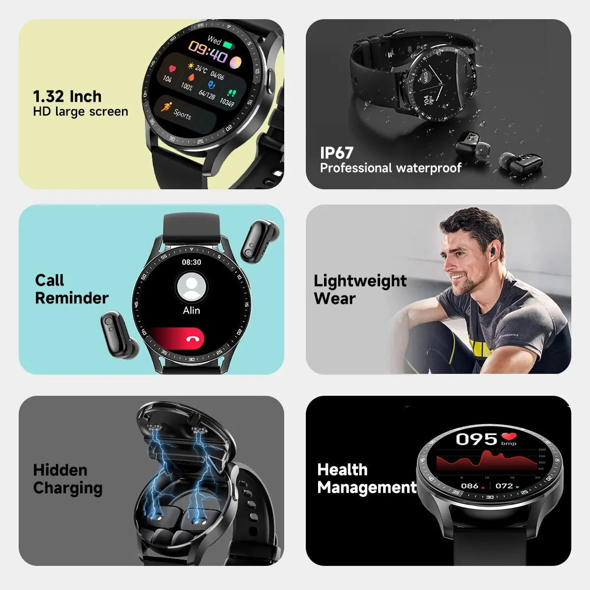 FusionFit™ | Smartwatch with Wireless Bluetooth Earphones