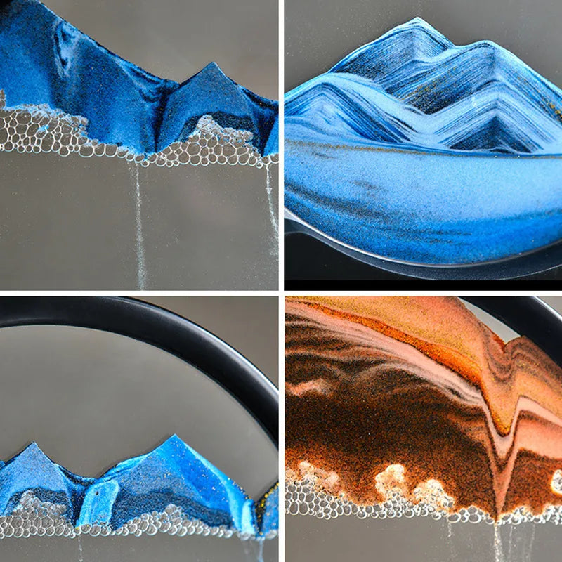 AquaFlow Sandscape™: 3D Moving Sand Art in Round Glass Deep Sea Hourglass