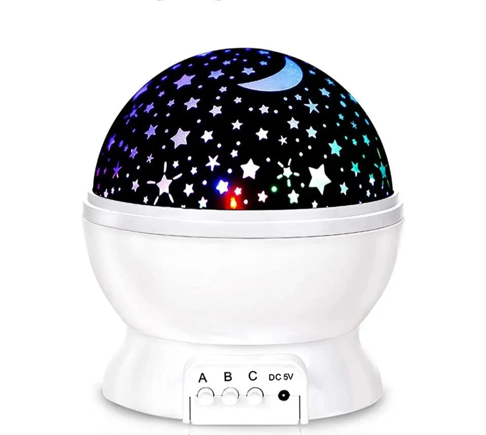 Dream Galaxy Projector: Nightlight projecting stars and nebulae onto a bedroom ceiling.