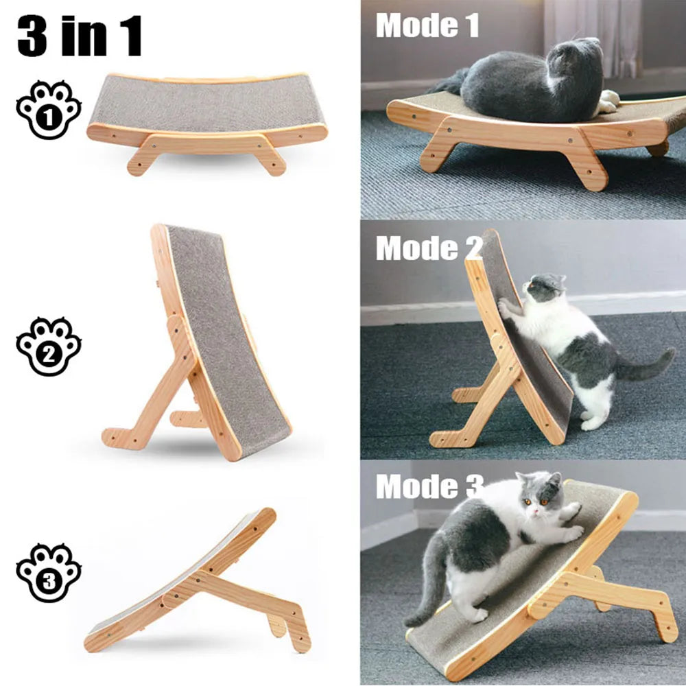 NdotoHuis™ | Cat Haven 3-in-1 Wooden Scratcher Lounge