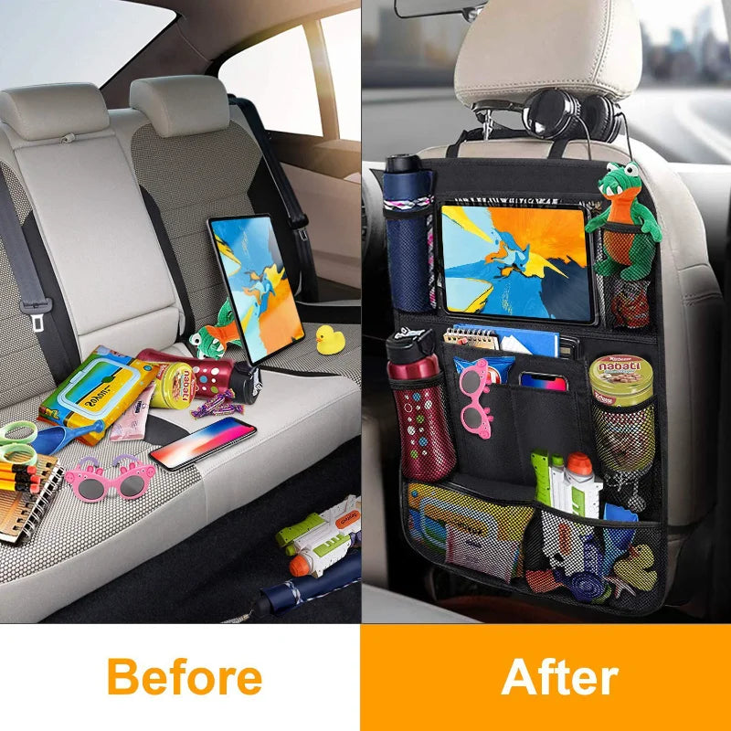 TravelEase™ | Car Back Seat Organizer with Touch Screen Tablet Holder