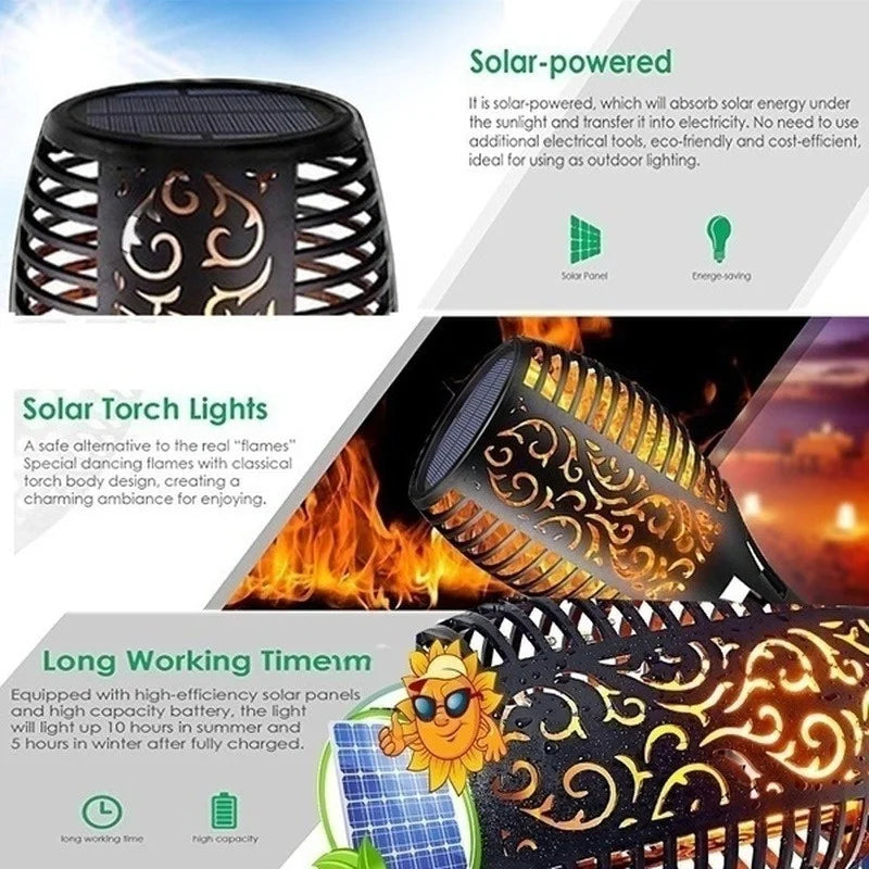 Solar Flame Torch Lights- Flickering Light Waterproof Garden Decoration Outdoor Lawn Path Yard Patio Floor Lamps | Ndotohuis™