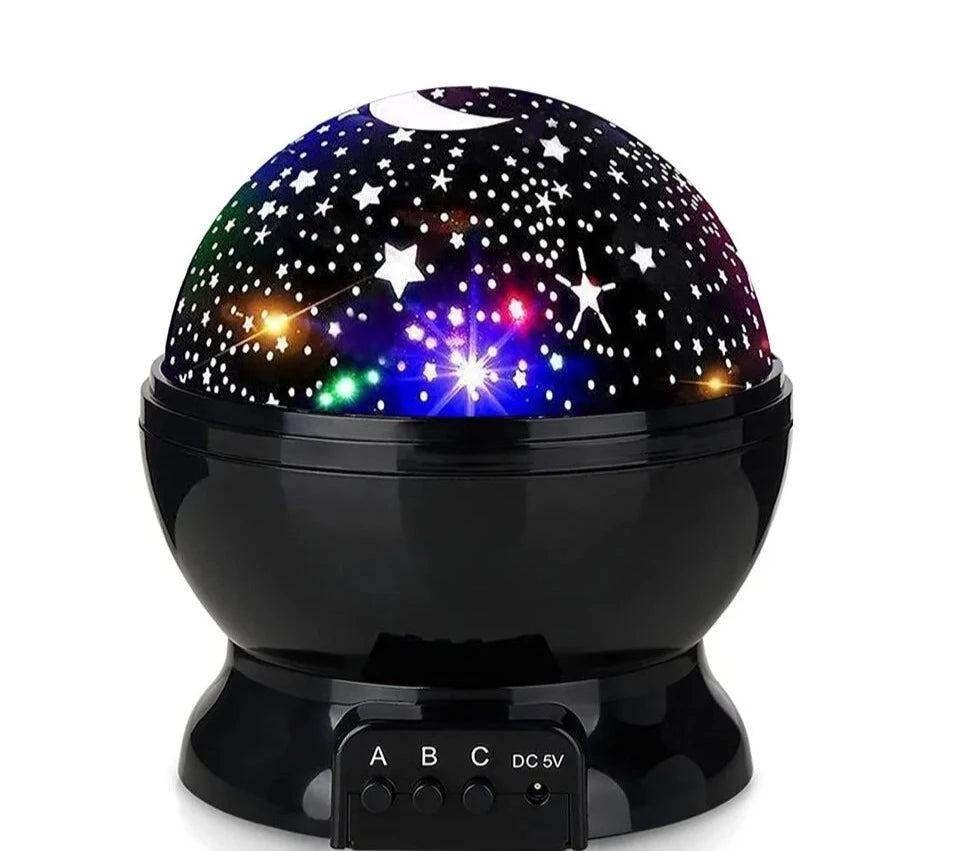 Dream Galaxy Projector: Nightlight projecting stars and nebulae onto a bedroom ceiling.