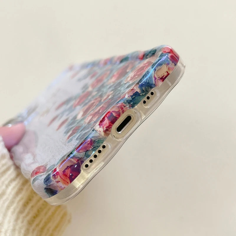 Luxury Blue Laser Floral Phone Case