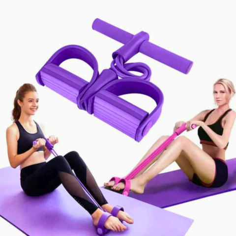 FitFlex™ 4-in-1 Home Gym Pull Rope & Pedal Ankle Puller - Multi-Functional Fitness Equipment for Full-Body Workouts, Featuring Durable Elastic Bands, Ergonomic Handles, and Non-Slip Pedals.